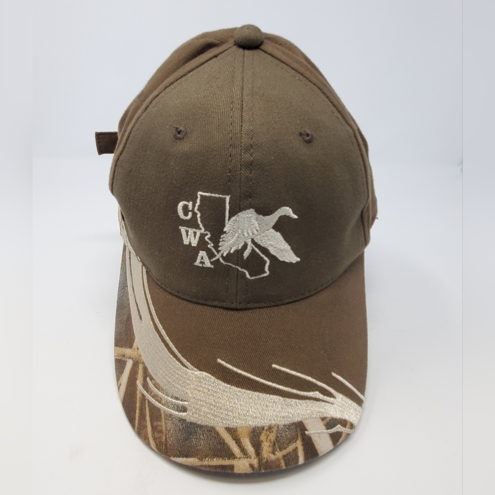 CWA CALIFORNIA WATERFOWL ASSOCIATION ARMY GREEN CAMO COTTEN BASEBALL HAT MEN OS